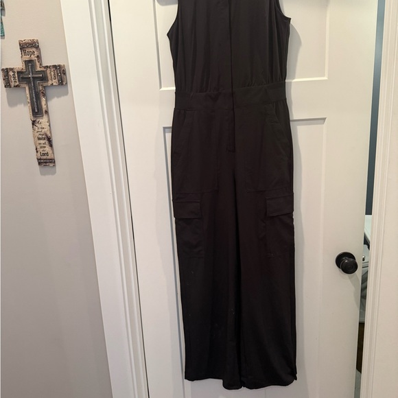 Athleta Black Brooklyn Zip-Up Stretch Performance Jumpsuit Size r - Picture 4 of 10